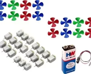 AEROKART INDIA High speed Toy Motor, Four wings, Propeller Each of 20 and One battery, Connector Motor Control Electronic Hobby Kit