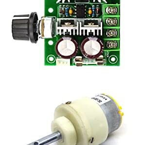 AEROKART INDIA 1pcs 12V 5 Kg-cm 200 RPM 6mm Shaft 5 Kg-cm Torque Geared DC Motor with 12V - 40V 10A PWM DC Motor Variable Speed Controlle