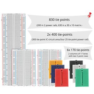 AEROKART INDIA Solderless Prototype Breadboard | 1x830 tie in Point Breadboard 2x400 tie in Points Circuit Boards 6x170 tie Points Mini Modular breadboard Kit