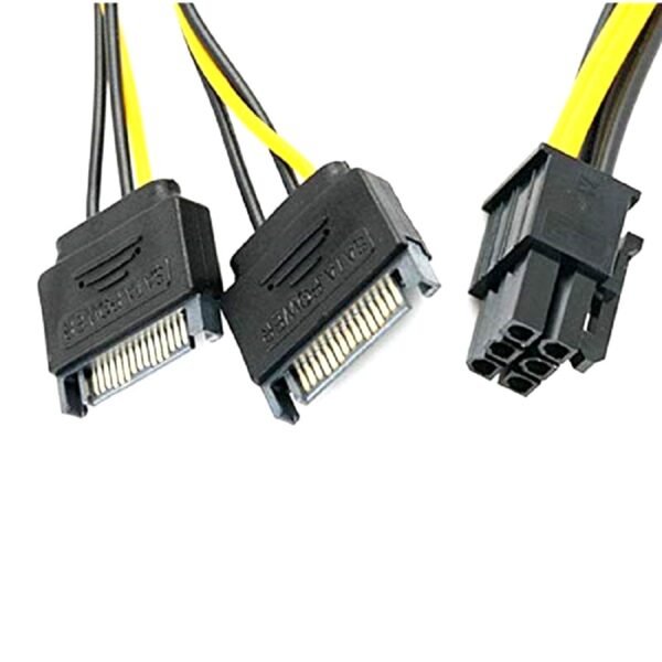 Dual SATA 15PIN to, 6PIN Graphics Card, Power Lines - Image 2