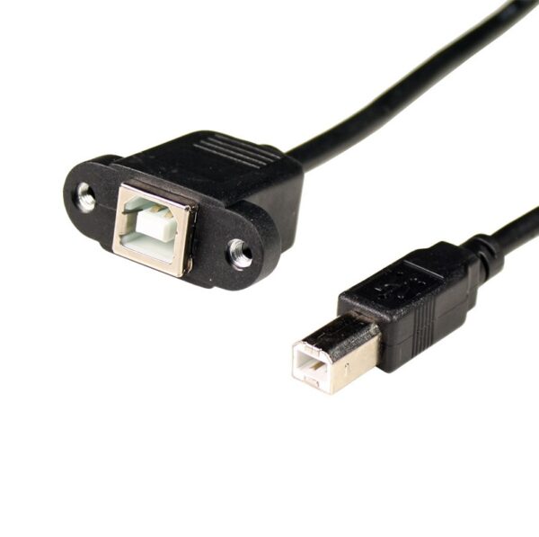30cm USB 2.0 B Female Socket, Printer To B Male Plug Panel Mount, Extension Cable - Image 4