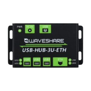 Waveshare Industrial Grade Multifunctional USB HUB, Extending 3x USB ports + 100M Ethernet Port (Without Power Adapter)