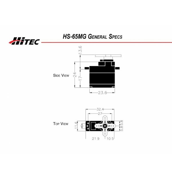 HiTec HS-82MG Standard Metal Gear Micro Servo - Image 3