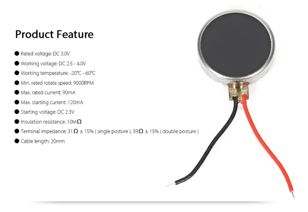 Flat 1034 Mobile Phone Vibrator Motor - Image 2