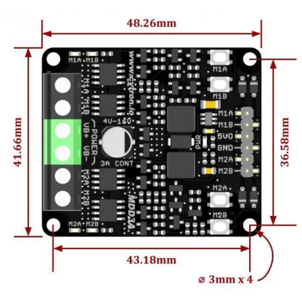 Cytron 3Amp 4V-16V Dual Channel DC Motor Driver MDD3A - Image 4