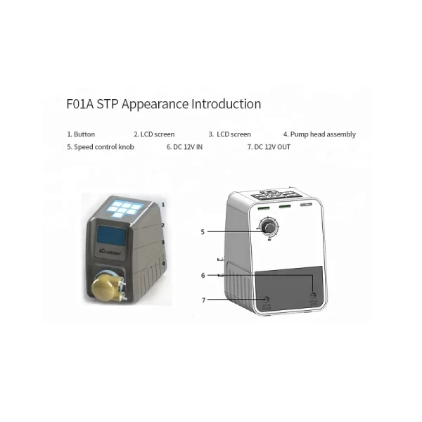 F01A-STP-B04 Kamoer Lab Pump 24V 1.9A 1~10ml/min | BPT tube 1.0*3.0mm - Image 3