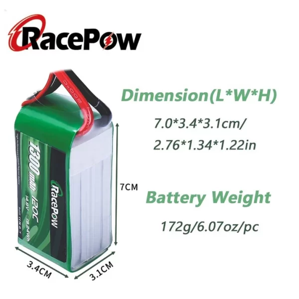 RC LiPo Battery 1300mAh 14.8V 4S 120C with XT60 Plug for FPV Racing - Image 4
