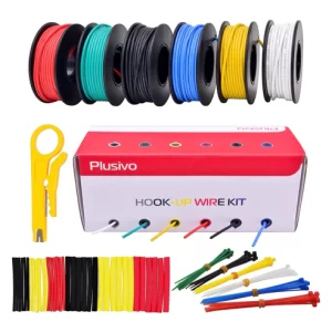 Plusivo Hook Up Wire Kit Plusivo 24AWG Hook up Wire Kit – 600V Pre-Tinned Stranded Silicon Wire of 6 Colors x 9M
