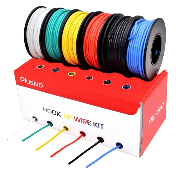 Plusivo Hook Up Wire Kit Plusivo 20AWG Hook Up Wire Kit - 600V Pre-Tinned Stranded Silicon Wire of 6 Colours x 7M - Image 2